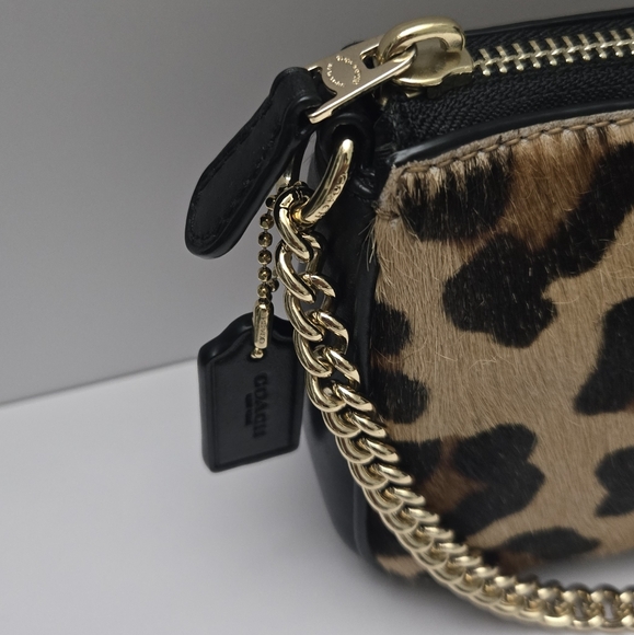 Coach Nolita Leopard Print Clutch Wrislet Bag Top Handle Gold Vintage F64583 - Picture 4 of 6